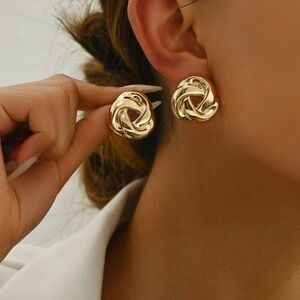 Gold Knot Stud Earrings